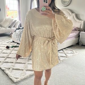 Mustard Seed Gold Sequin Mini Dress